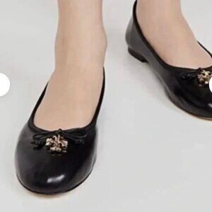 Tory Burch black gold Charm ballets women shoes size 6M